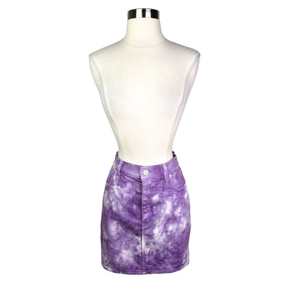 Hudson Jeans The Viper Mini Skirt - Soft Lilac Fatigue Tie Dye - Size 30 - Picture 2 of 7